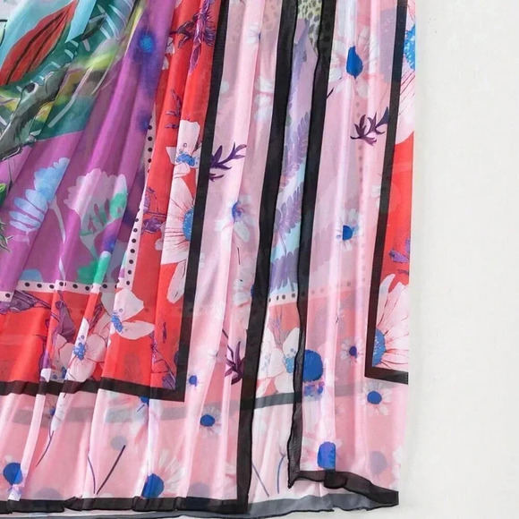 Multicolor Women's Tropical Print Knot Side Cover Up Skirt - Picture 5 of 6